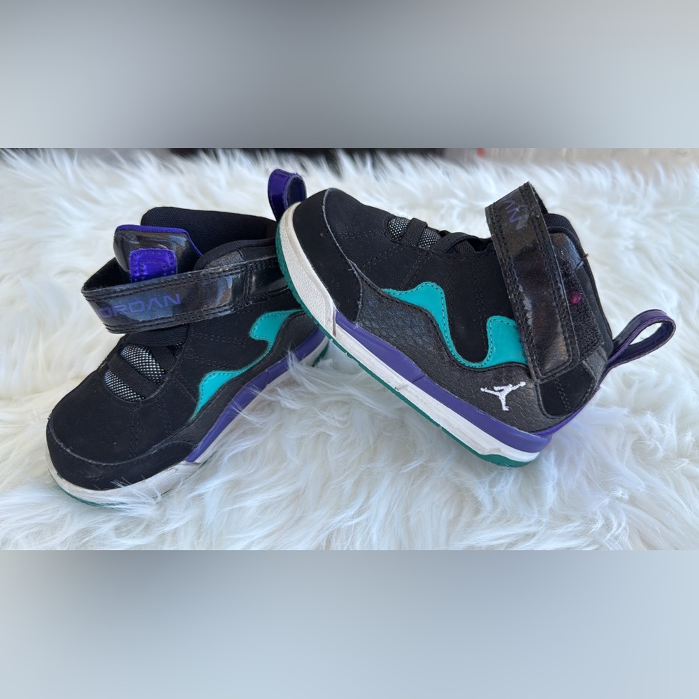 Jordan Sneakers in Black and Teal with Purple Highlights